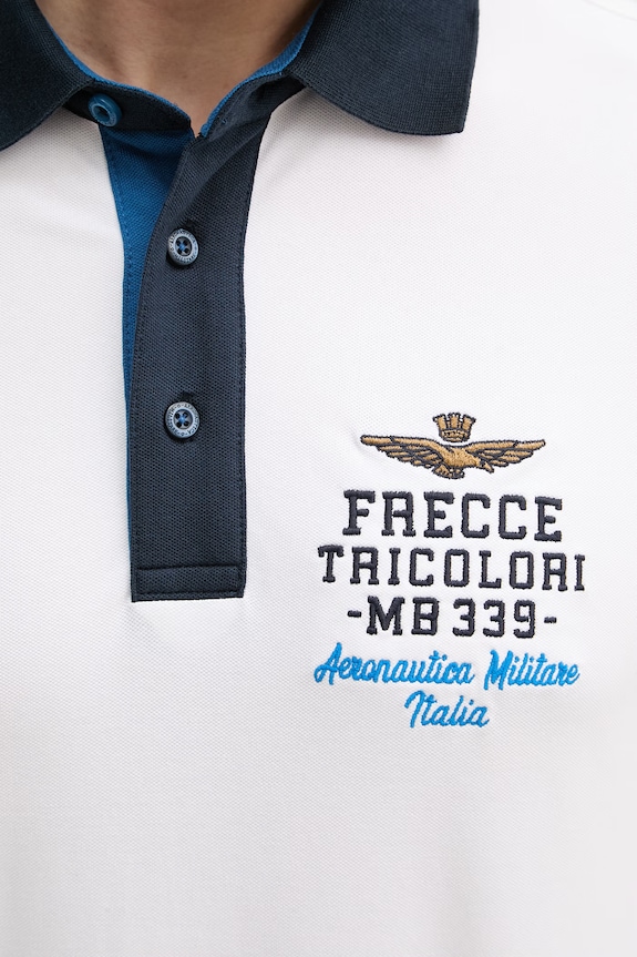 Aeronautica Militare tricou polo PO1908UP00191 alb