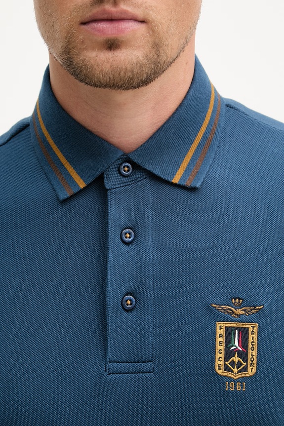 Aeronautica Militare férfi pamut póló PO1914UP00403 sötétkék