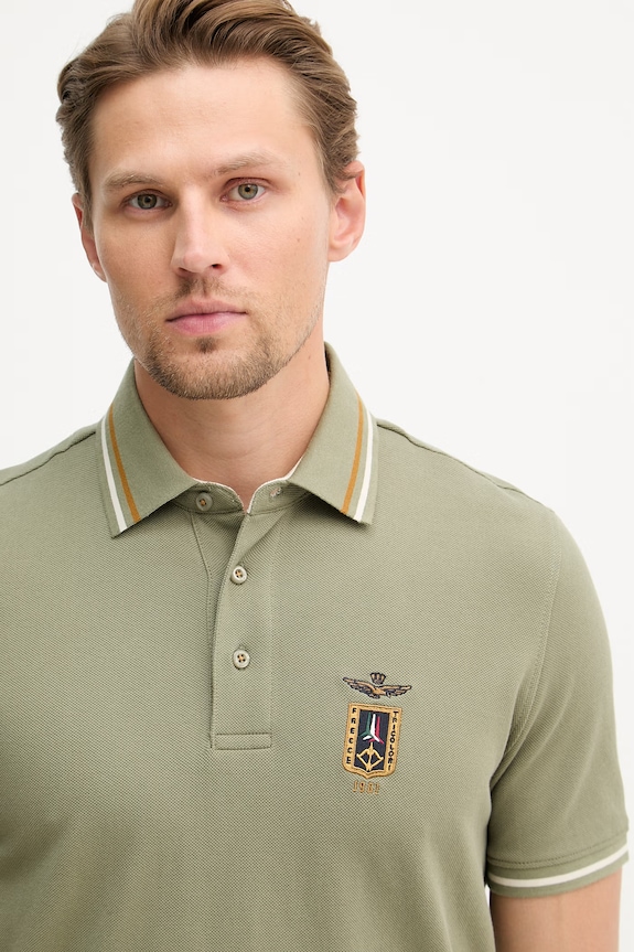 Aeronautica Militare Férfi pamut póló zöld PO1914UP00403