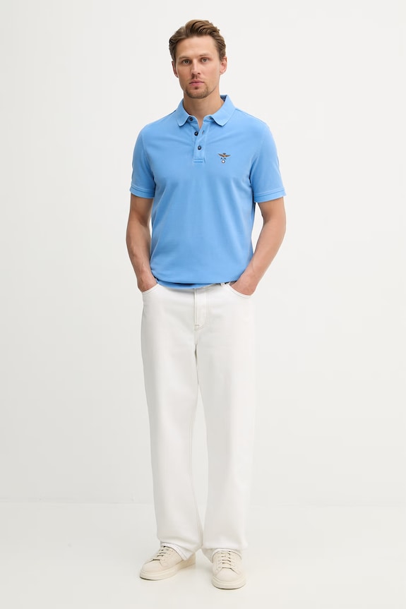Aeronautica Militare polo bărbătesc din bumbac PO1925UP00406 albastru SS26