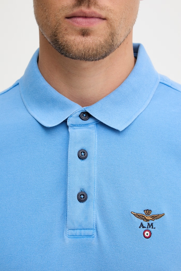 Aeronautica Militare polo bărbătesc din bumbac PO1925UP00406 albastru
