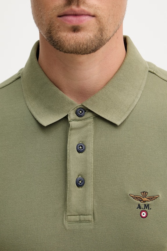 Aeronautica Militare polo bărbătesc din bumbac PO1925UP00406 verde