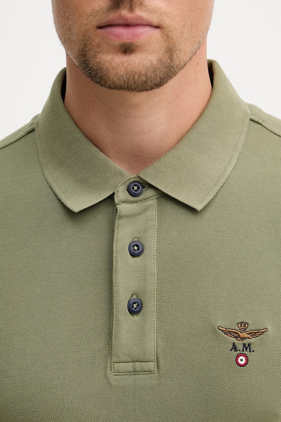 Aeronautica Militare polo bărbătesc din bumbac PO1925UP00406 verde