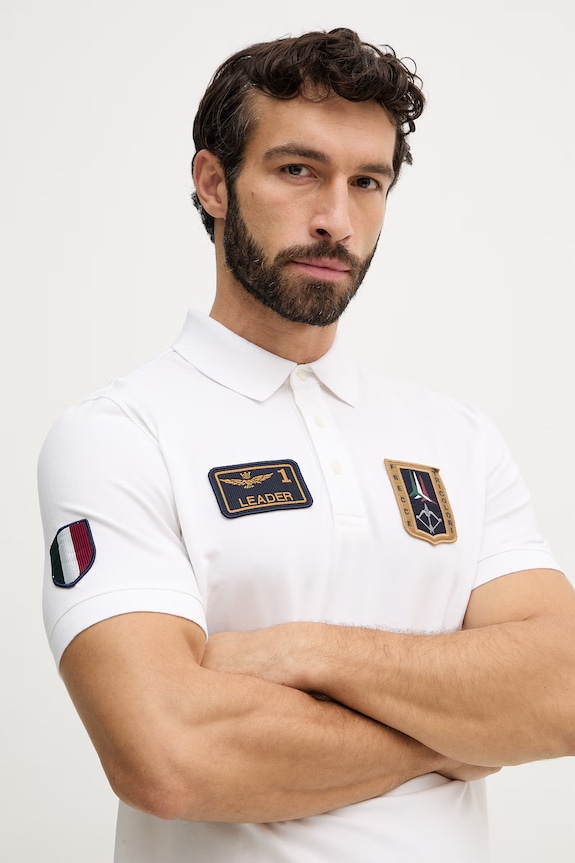 Тениска с яка Aeronautica Militare бежов PO1927UP00191