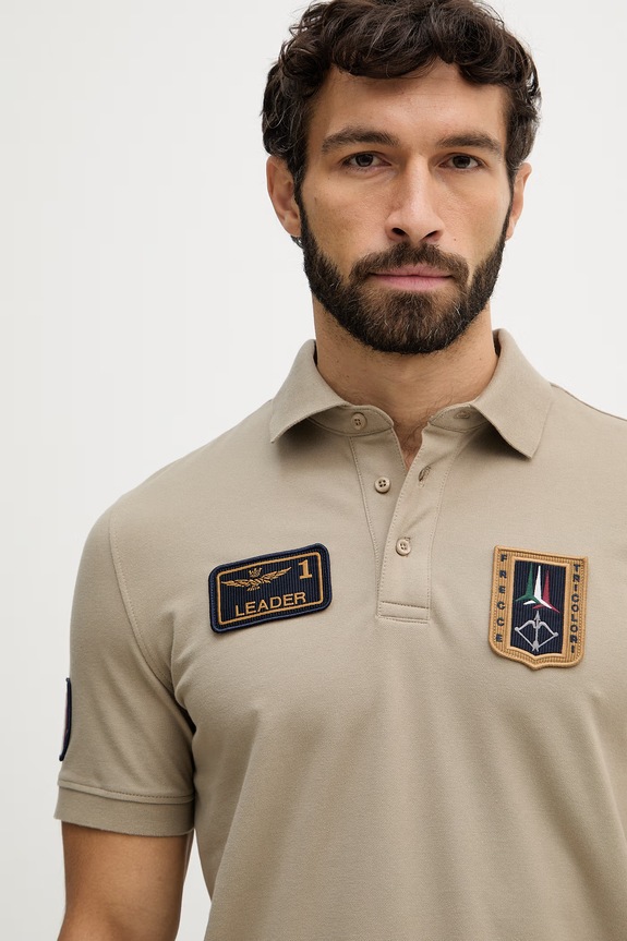 Тениска с яка Aeronautica Militare зелен PO1927UP00191