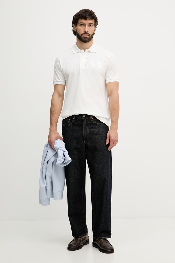 Lacoste polo męskie bawełniane PH0752 biały SS26
