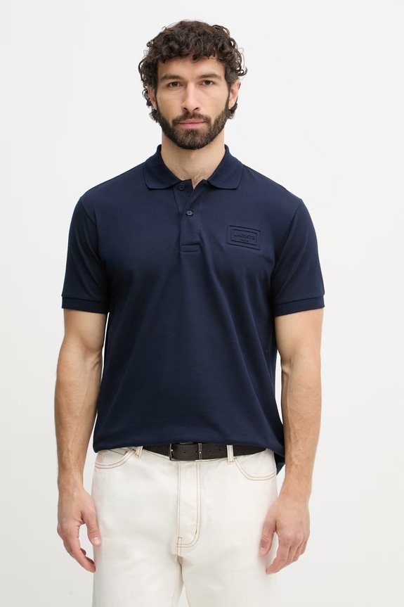 Lacoste polo męskie bawełniane granatowy PH0752
