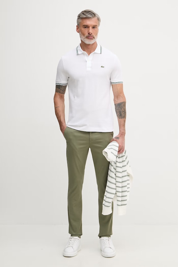 Lacoste polo męskie bawełniane PH9875 biały SS26