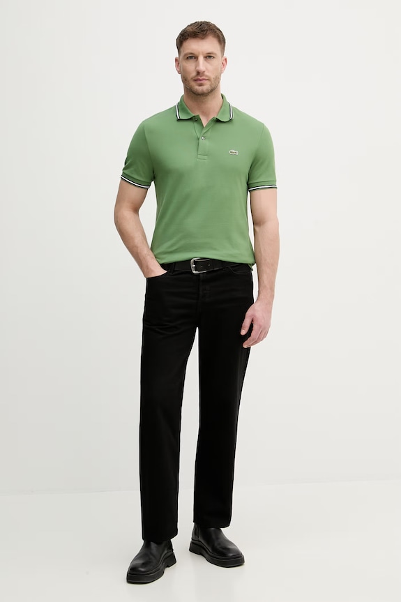 Lacoste polo męskie bawełniane PH9875 zielony SS26