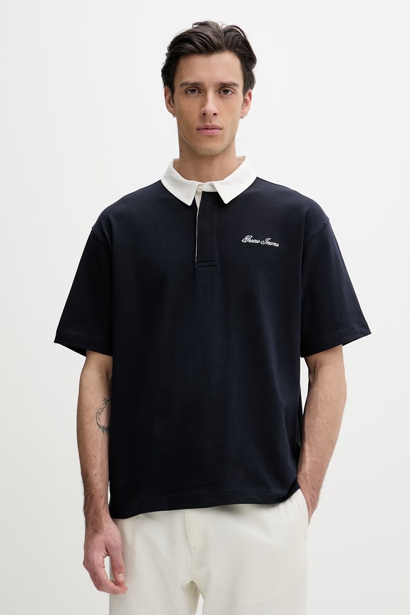 Guess Jeans polo tričko pánske bavlnené tmavomodrá M6GP13.KCYM1