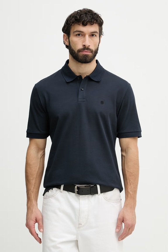 Pánske bavlnené polo tričko BOSS Parris 80 tmavomodrá 50567874