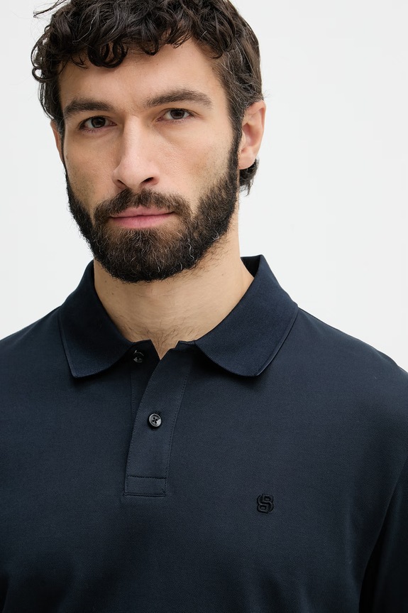 Pánske bavlnené polo tričko BOSS Parris 80 tmavomodrá 50567874