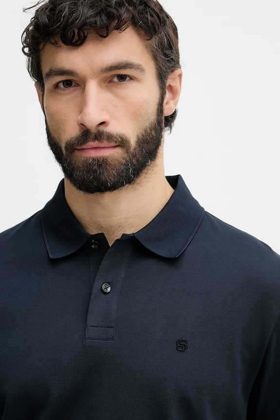 Pánske bavlnené polo tričko BOSS Parris 80 tmavomodrá 50567874