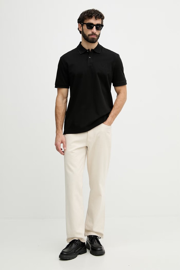 Pánske bavlnené polo tričko BOSS Parris 80 50567874 čierna SS26