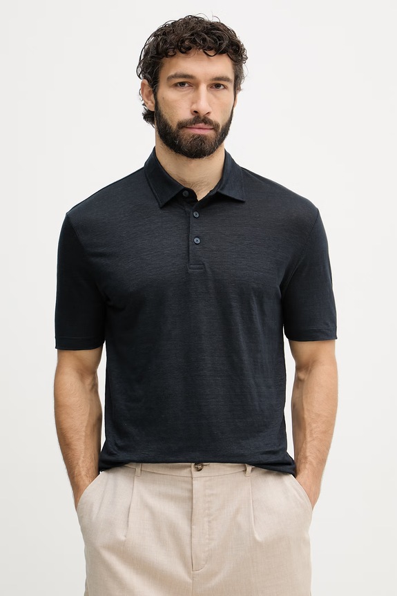 BOSS polo pentru bărbați, din in BOSS X DAVID BECKHAM bleumarin 50560534
