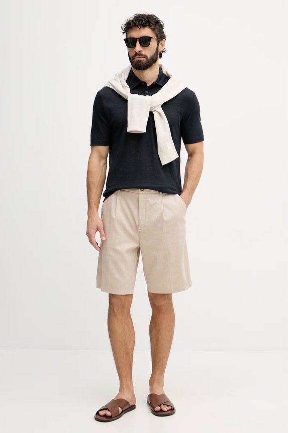 BOSS polo pentru bărbați, din in BOSS X DAVID BECKHAM 50560534 bleumarin SS26