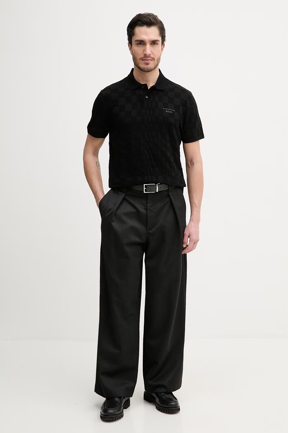BOSS Green polo bărbați din bumbac BOSS X PORSCHE 50559802 negru SS26