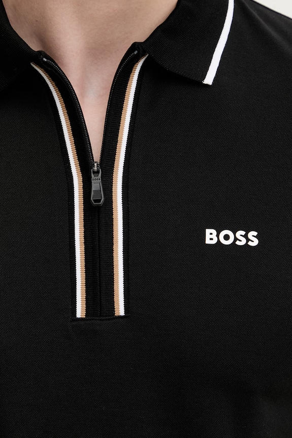 BOSS Green πόλο ανδρικό από βαμβάκι με ελαστάν 50555698 μαύρο