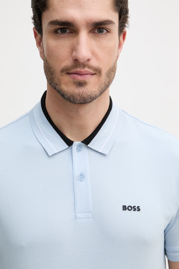 BOSS Green polo bărbătesc din bumbac cu elastan albastru 50559369