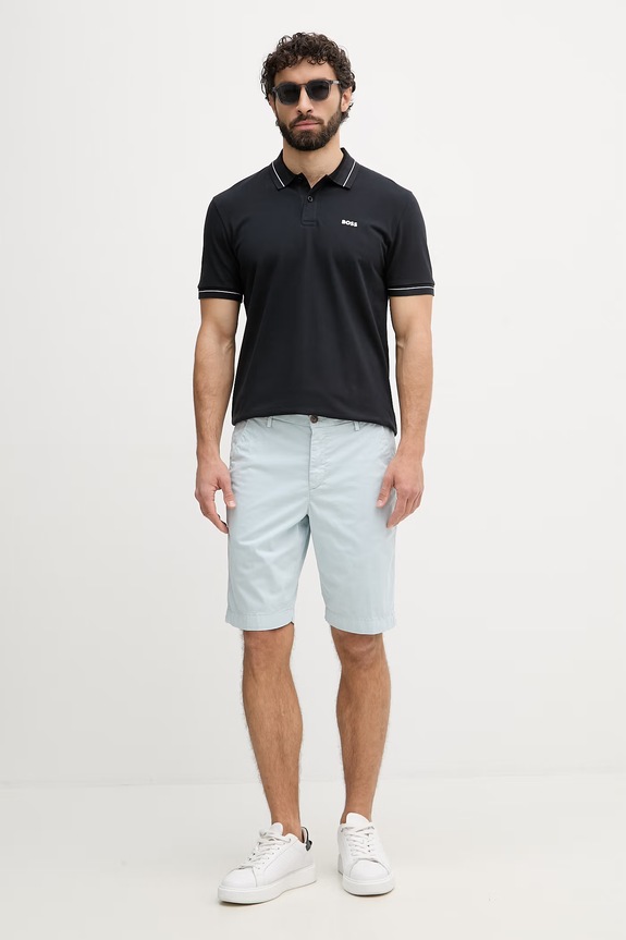 BOSS Green polo bărbați din bumbac cu elastan 50559369 bleumarin SS26