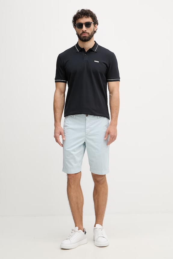 BOSS Green polo bărbați din bumbac cu elastan 50559369 bleumarin SS26