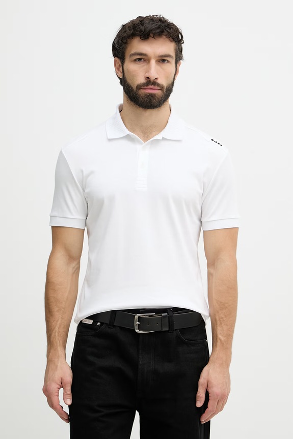 BOSS Green polo męskie bawełniane biały 50559380