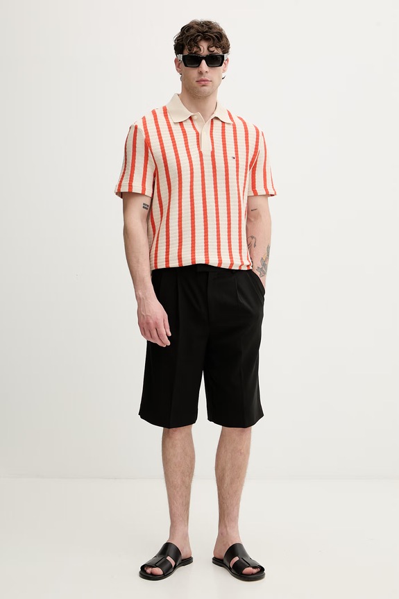 Tommy Hilfiger polo męskie bawełniane MW0MW42770 pomarańczowy SS26