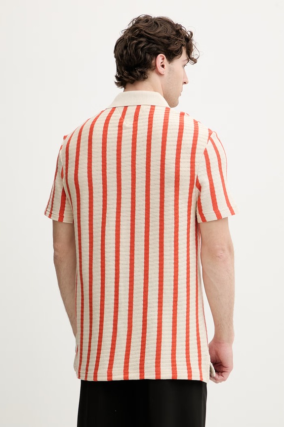 Odzież Tommy Hilfiger polo męskie bawełniane MW0MW42770 pomarańczowy