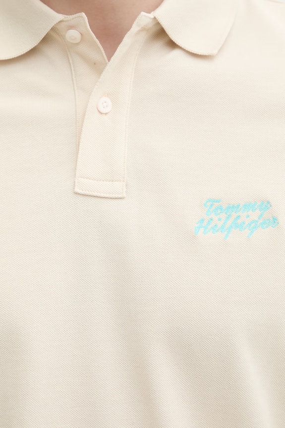 Tommy Hilfiger πόλο ανδρικό βαμβακερό MW0MW42771 μπεζ