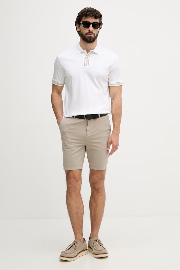 BOSS polo bărbați bumbac Parlay 238 50559668 bej SS26