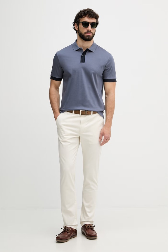 BOSS polo męskie bawełniane Parlay 238 50559668 niebieski SS26