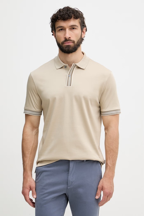 BOSS polo męskie bawełniane Parlay 238 beżowy 50559668