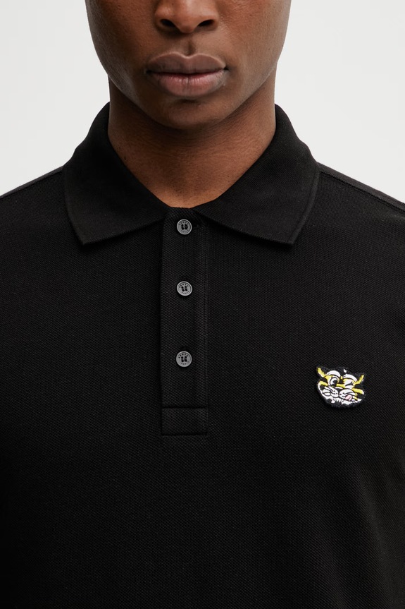 Kenzo GOTS KENZO WILD TIGER SLIM POL polo din bumbac pentru bărbați negru FG55PO1014PU