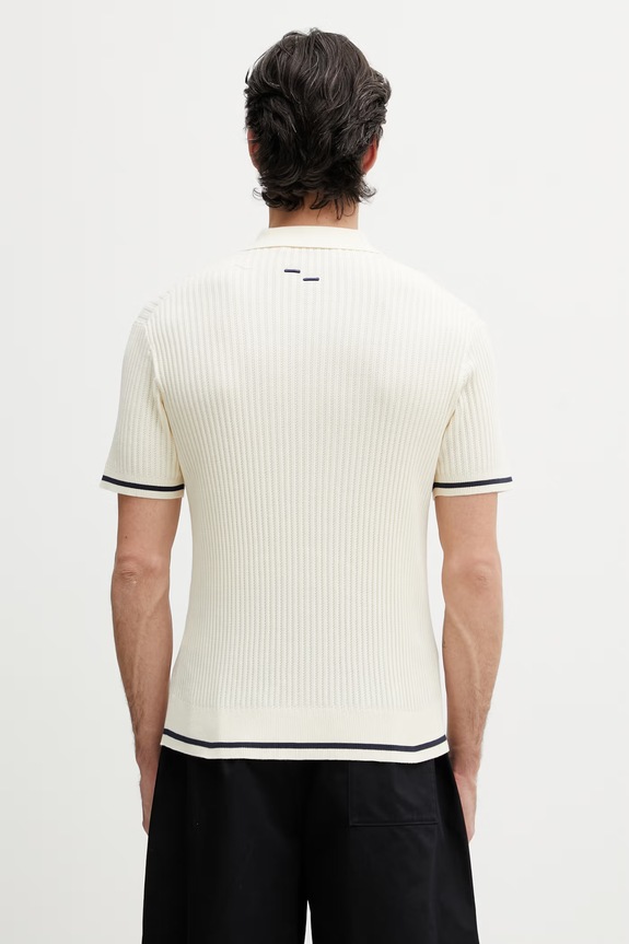 Odzież Filling Pieces Fine Knit polo bawełniane męskie 412670500302.214 beżowy