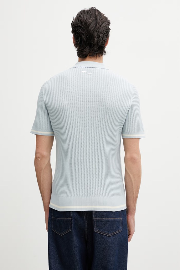 Îmbrăcăminte Filling Pieces Fine Knit polo pentru bărbați de bumbac 412670500302.294 albastru