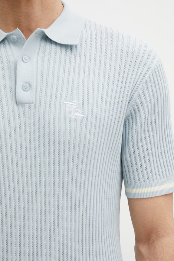 Filling Pieces Fine Knit polo pentru bărbați de bumbac albastru 412670500302.294