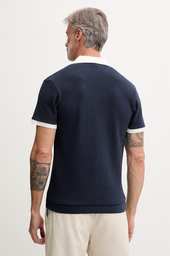 Îmbrăcăminte Karl Lagerfeld polo pentru bărbați, cu bumbac B2M46062 bleumarin