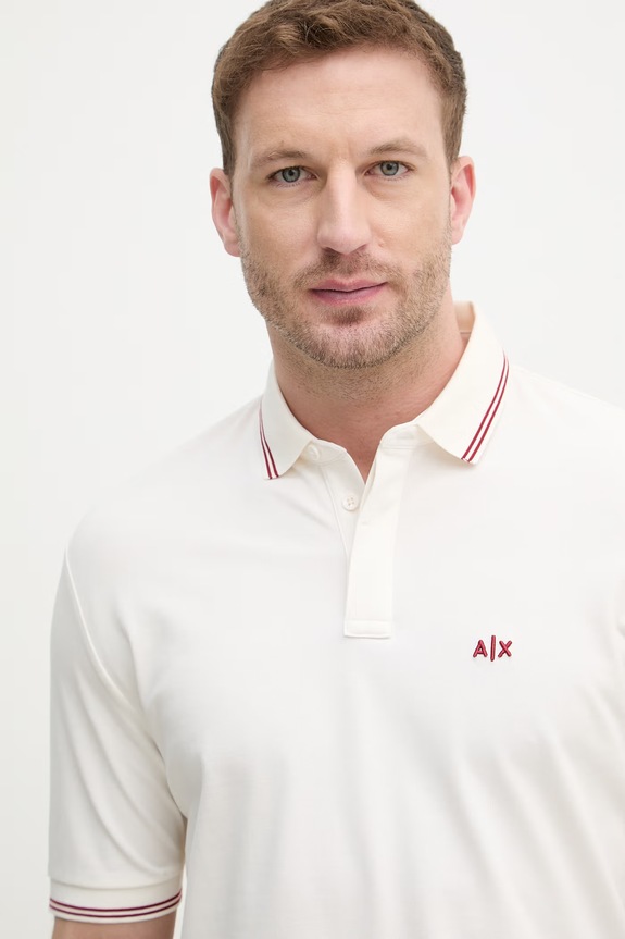 Armani Exchange polo tričko pánske s bavlnou béžová XM001287.AF17321