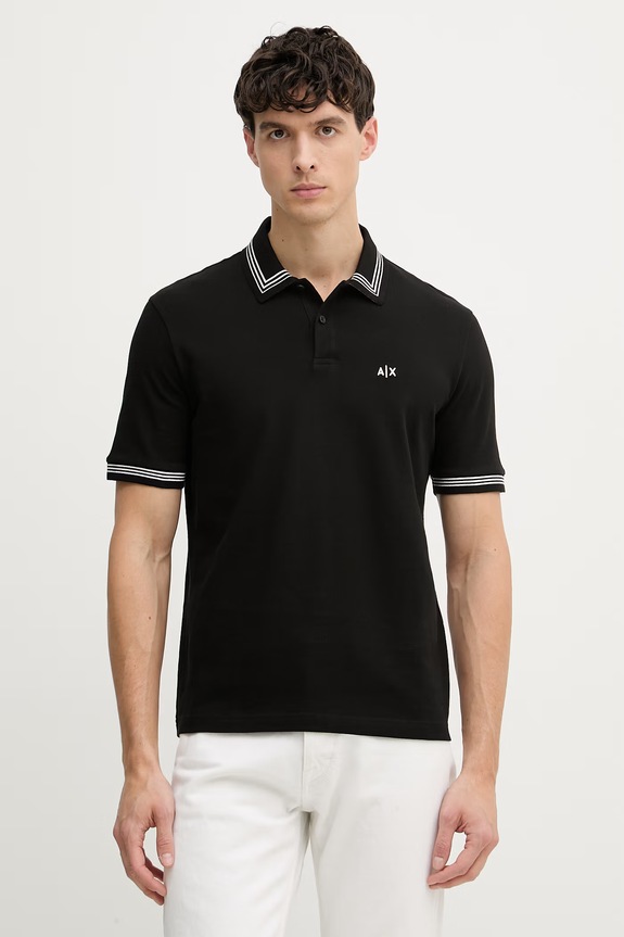 Armani Exchange polo tričko pánske bavlnené čierna XM002343.AF10366