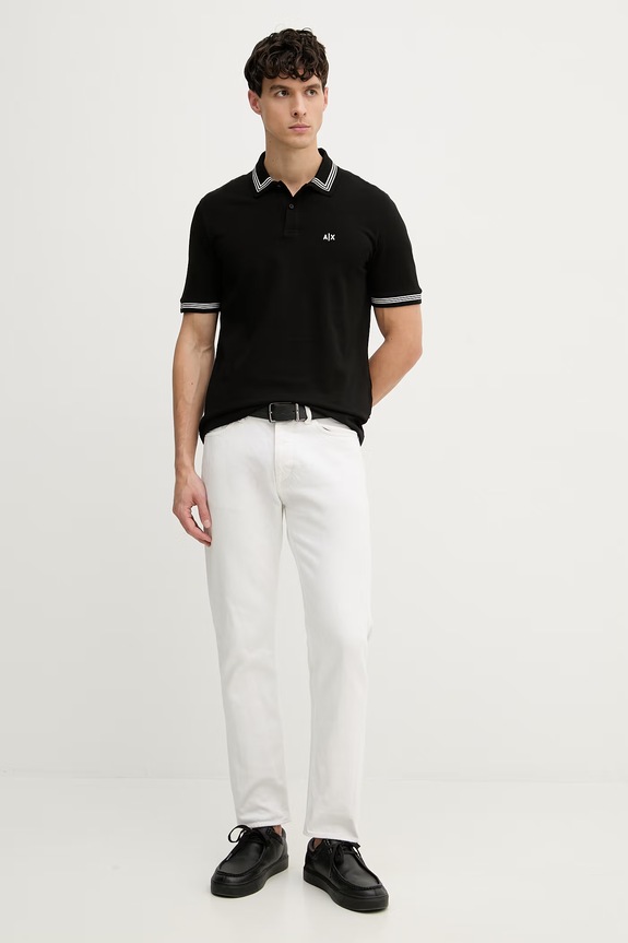 Armani Exchange polo tričko pánske bavlnené XM002343.AF10366 čierna SS26