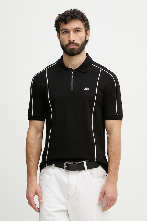 Armani Exchange Polo tričko pánske bavlnené čierna XM002375.AF10366