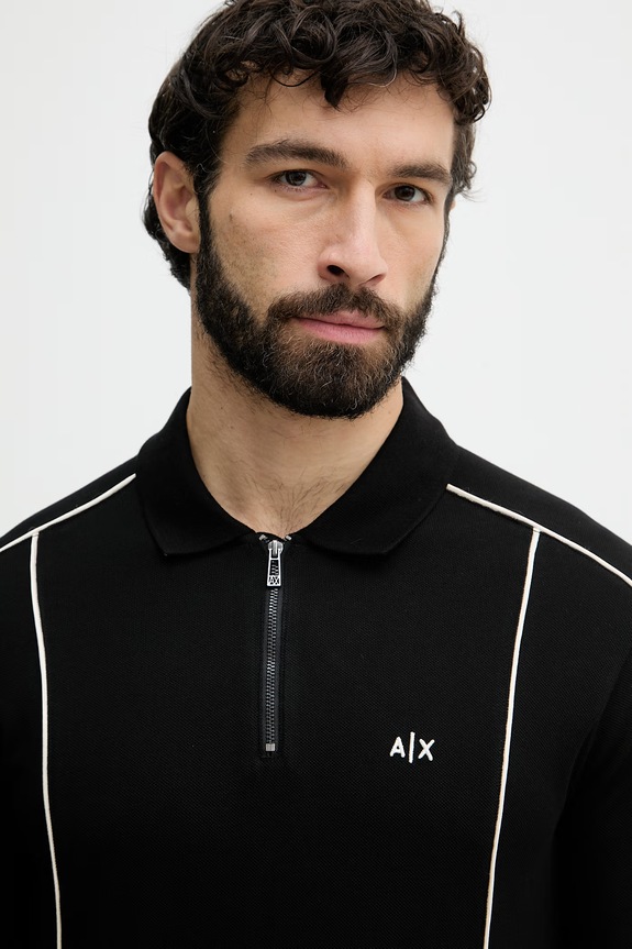Armani Exchange Polo tričko pánske bavlnené čierna XM002375.AF10366