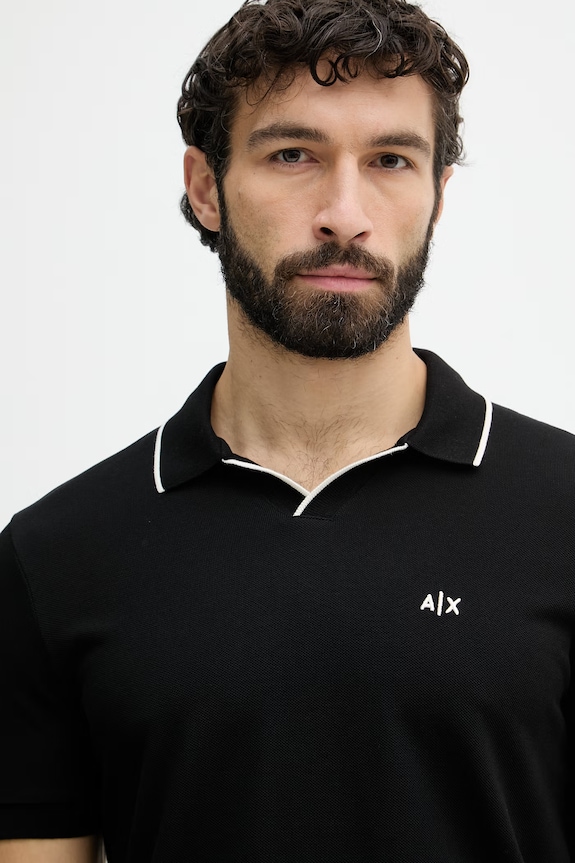Armani Exchange polo pentru bărbați, din bumbac negru XM002401.AF10366
