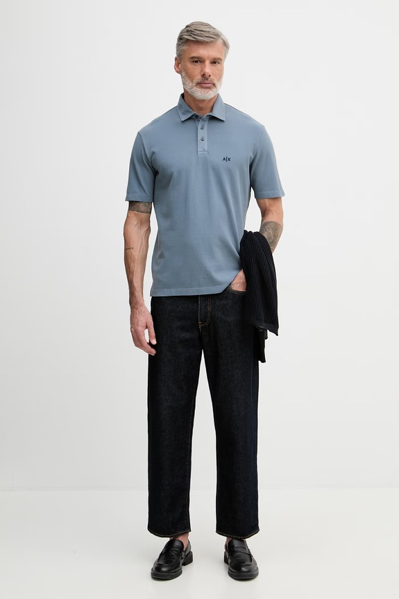 Armani Exchange polo tričko pánske bavlnené XM002408.AF13055 modrá SS26