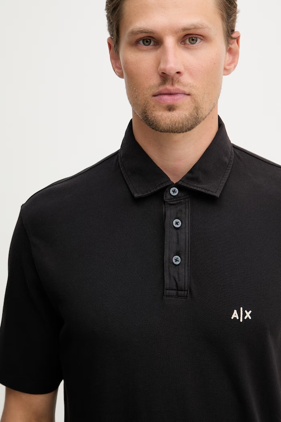 Armani Exchange polo bărbați din bumbac negru XM002408.AF13055