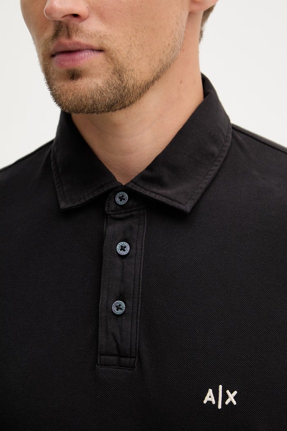 Armani Exchange polo bărbați din bumbac XM002408.AF13055 negru