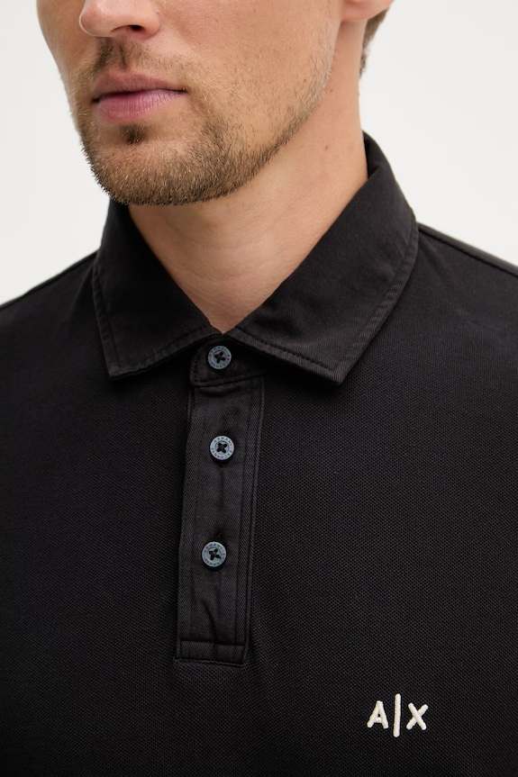 Armani Exchange polo bărbați din bumbac XM002408.AF13055 negru