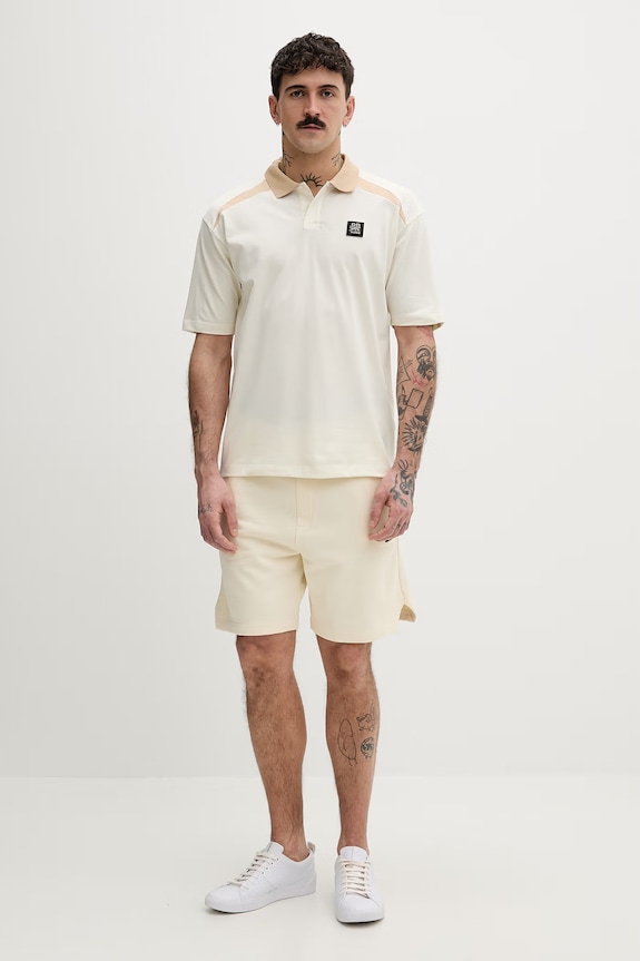 HUGO t-shirt męski bawełniany z elastanem Dunios_RB 50559650 beżowy SS26
