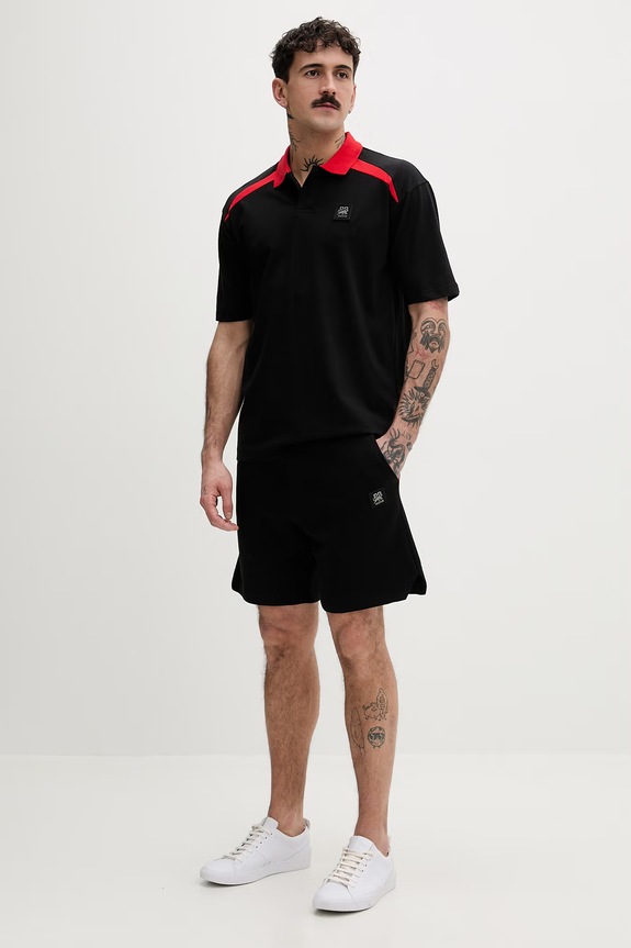 HUGO t-shirt męski bawełniany z elastanem Dunios_RB 50559650 czarny SS26