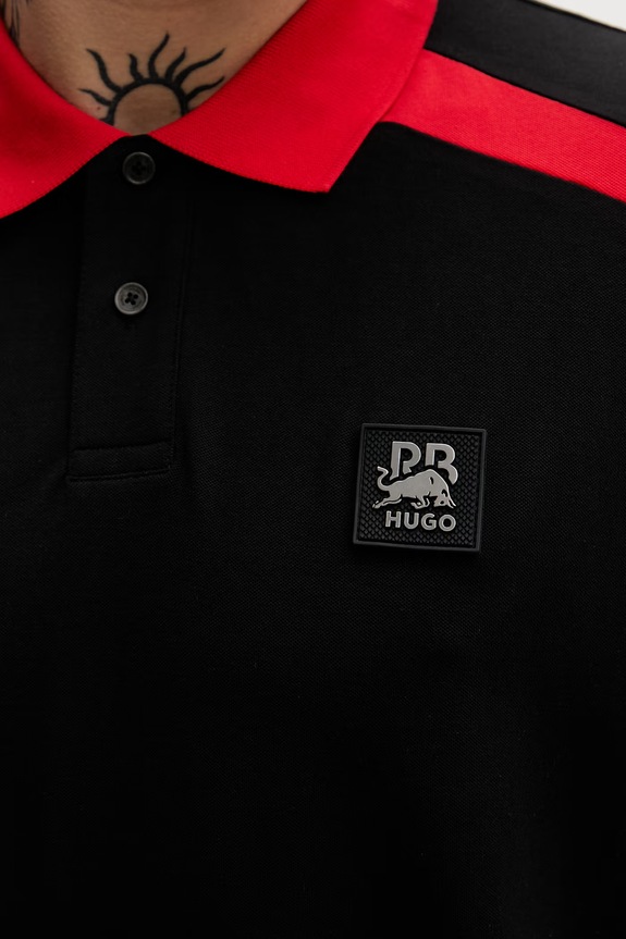 HUGO t-shirt męski bawełniany z elastanem Dunios_RB 50559650 czarny